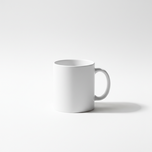Taza de cerámica blanca sobre fondo blanco