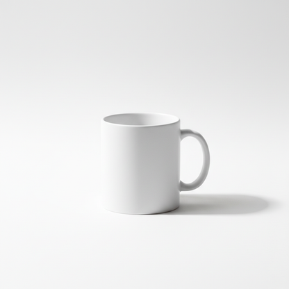 Taza de cerámica blanca sobre fondo blanco